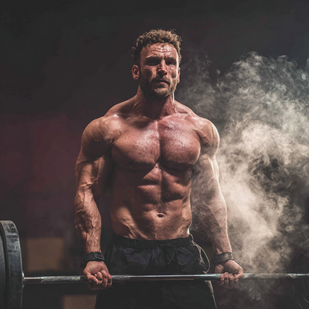 Чоловік тренується в спортзалі